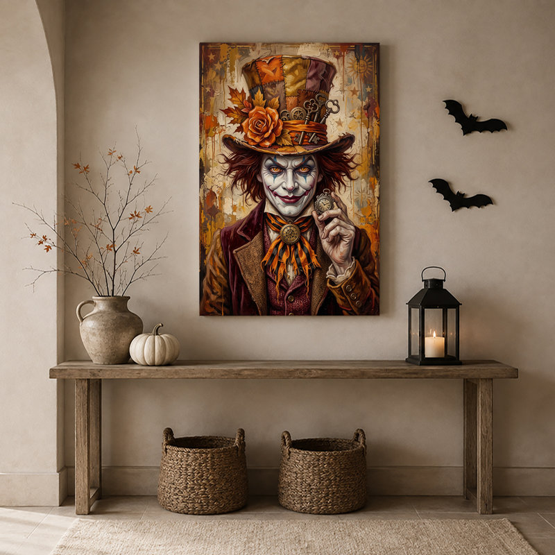 «Mad Hatter» avec art et toile orange, H 18 po x l 12 po