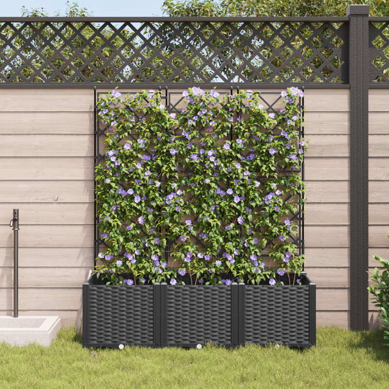 Garden Planter Plastic Resin Planters, Black, 143cm H x40cm W x 120cm D