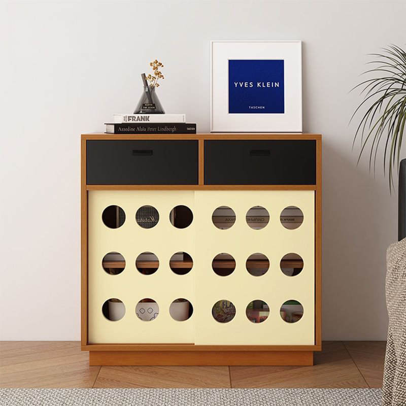 Four Grid Retro Storage Display Case, Yellow, 31.5" H x 31.5" W x 15.75" D