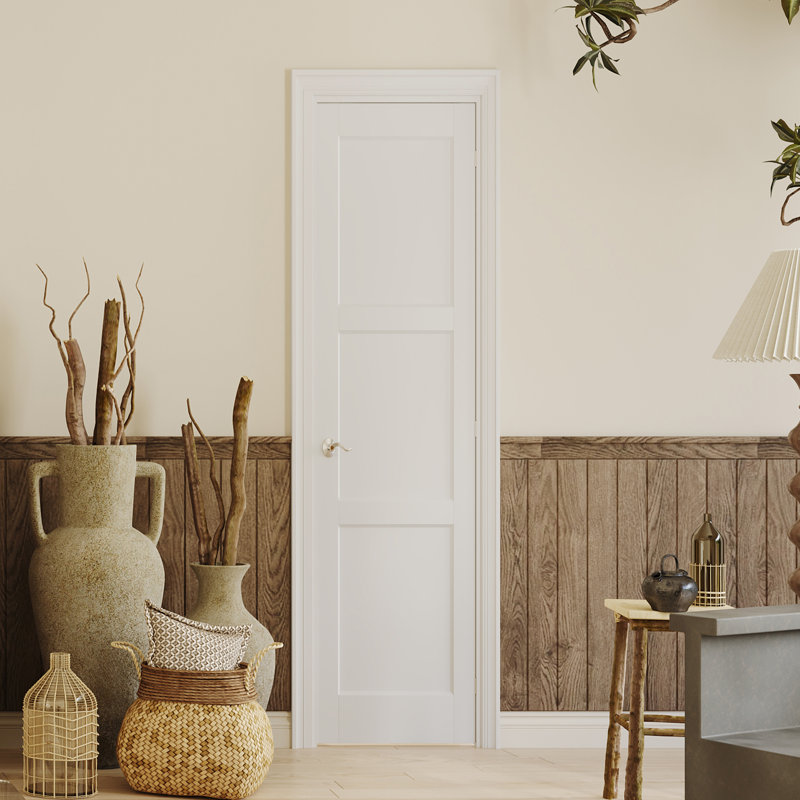 Interior Door Slab with Frame - Louvered White MDF Door, Prehung-Style Door Kit with Pre-installed Hinges, Locking Silver Handle Included, No Pre-drilled Holes