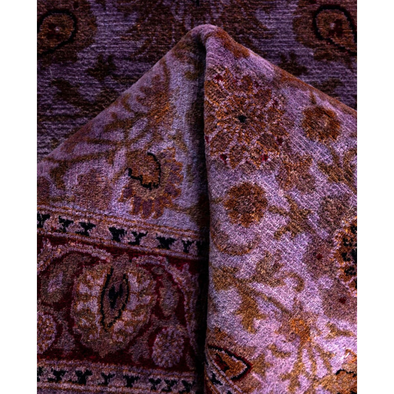 Overdyed Hand-Knotted Wool Modern-Contemporary Purple Runner 2' 5" x 17' 10"