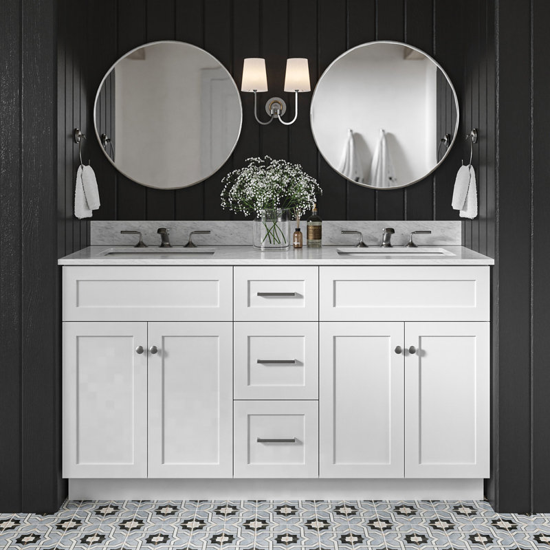 Partham 61" Double Bathroom Vanity Set, White