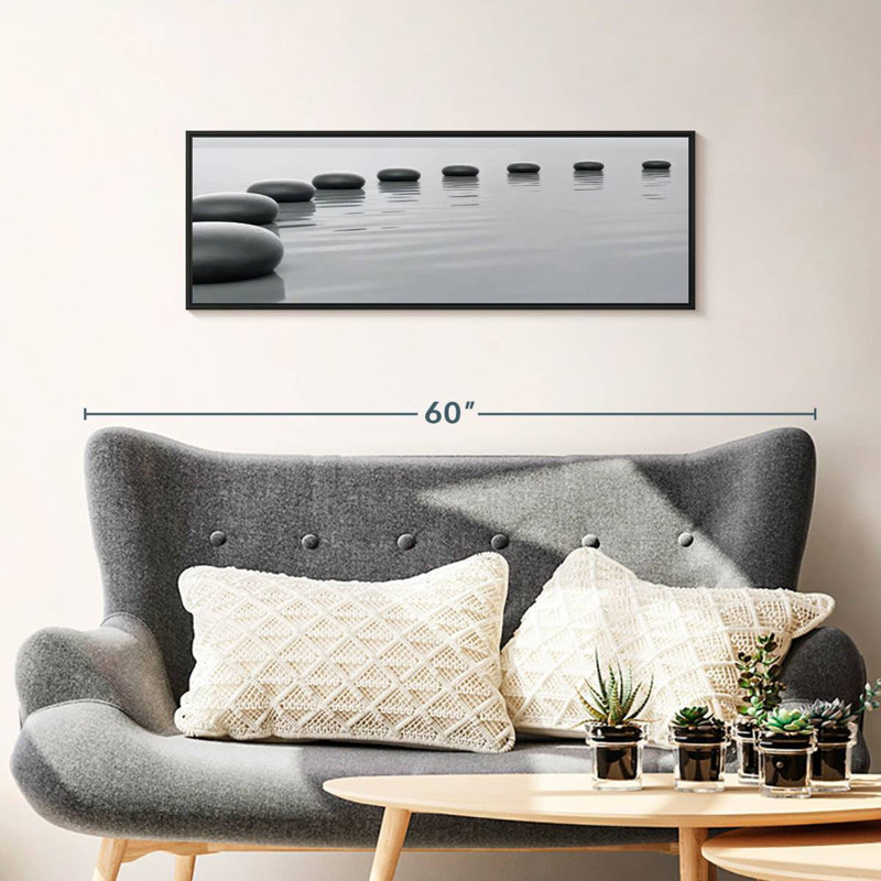 Pierres minimalistes, Cadre flottant noir, 37 po x 13 po