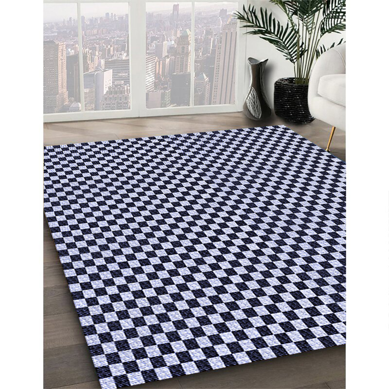 Tapis bleu tissé à la machine, Carré de 6 pi