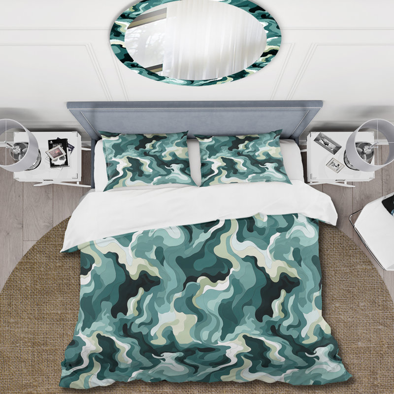 Green Chic Camouflage Fashion - Ensemble de housse de couette camouflage, Housse de couette pour grand lit et 2 taies décor