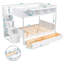 Lit superposé simple au-dessus de double avec tablettes, escalier de rangement et 2 tiroirs-217193374