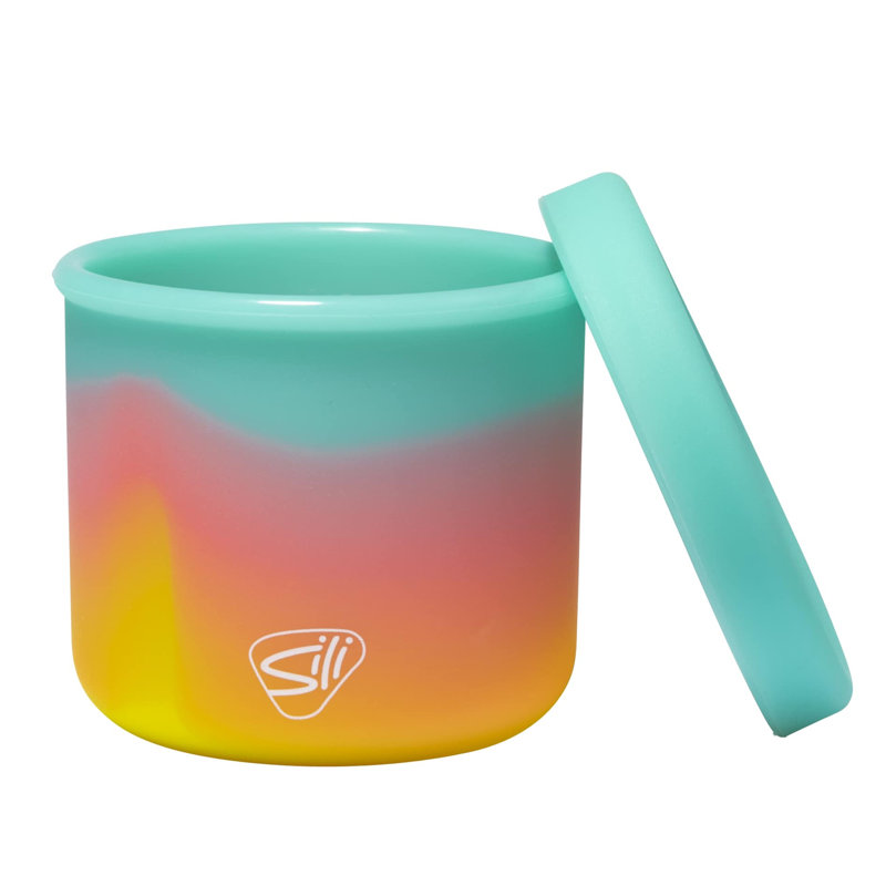 Silipint: Silicone 10oz Lidded Bowls: 2 Pack Aurora - Unbreakable, Flexible, Microwave-Oven-Dishwasher, Non-Slip