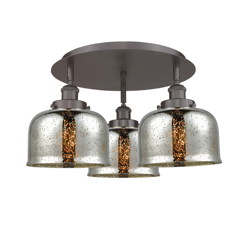 Bejtullah Glass Flush Mount, Silver Plated Mercury, Oil Rubbed Bronze