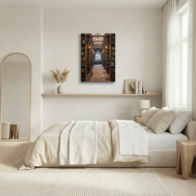 «Gallery Wrap», art mural sur toile pour le salon, la chambre à coucher, le bureau ou le vestibule - décoration murale décorative avec allée de bibliothèque