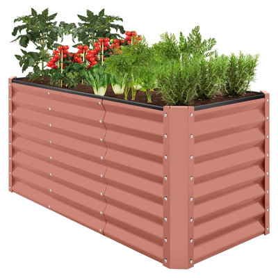 Lit de jardin surélevé en métal pour l'extérieur 4 x 2 x 2 pi, jardinière spacieuse à racines profondes pour légumes, fleurs et herbes (capacité de 119 gallons)