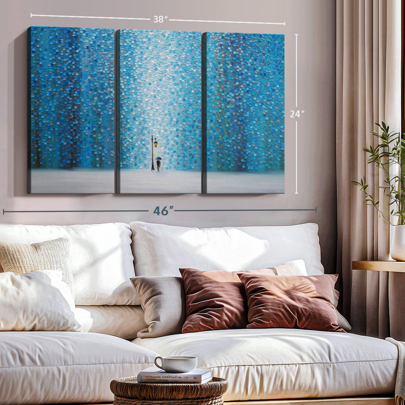 «Night Rain», 3 pièces, H 24 po x l 38 po