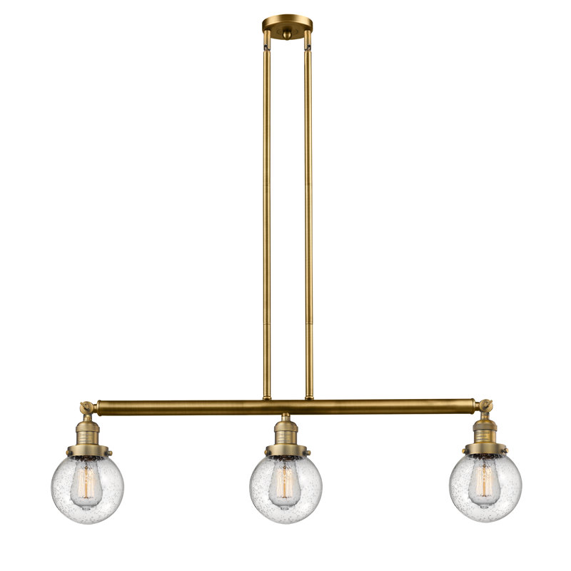 Clementina 3 - Light Kitchen Island Pendant, 6 Watt Vinage LED Bulb, Seedy, Antique Copper