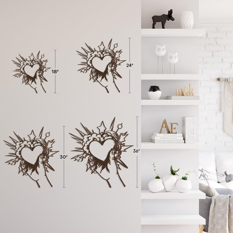 I Love You Heart Modern, H 30 po x l 27,52 po x P 0,05 po, Brun