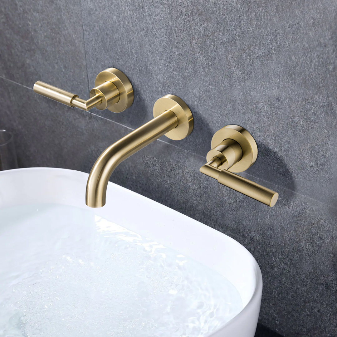 3 Hole Wall-Mounted Bathroom Sink Faucet with Lever Handles MODLAND 