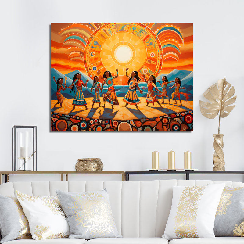 Danse amérindienne du soleil, impression sur toile, H 30 po x l 40 po x P 1,5 po, Toile tendue