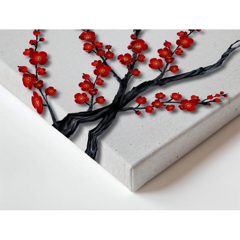 Toile, une branche d'arbre noir solitaire élégamment torsadée s'étire sur un art mural texturé blanc cassé orné d'une toile murale vibrante