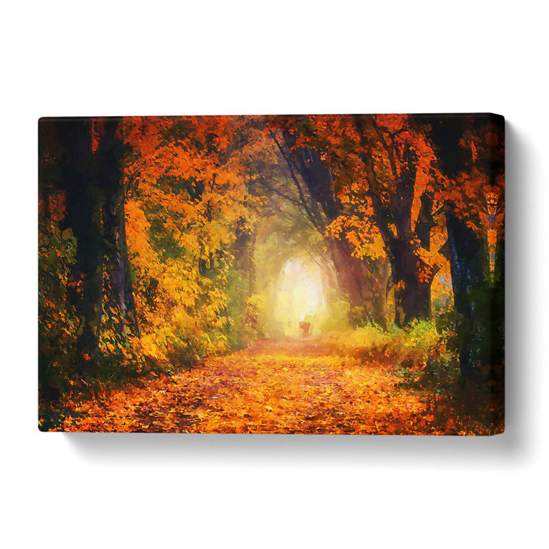Heading Through An Autumn Forest In Abstract - Wrapped Canvas Print, 61 cm H x 91.4 cm W