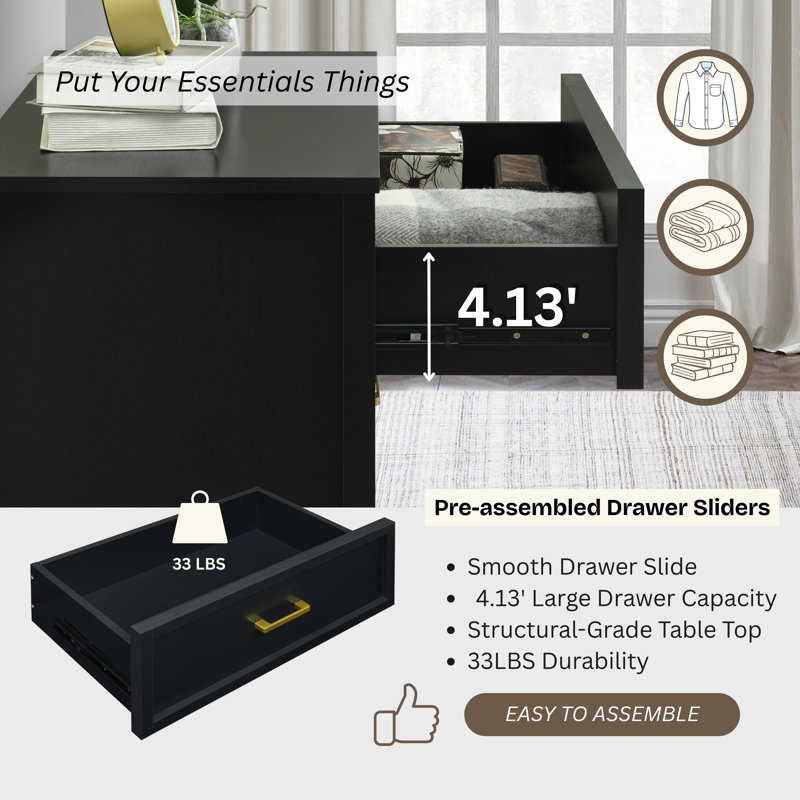 78cm W 5 - Drawer Chest of Drawers, Black