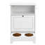 Station d'alimentation pour animaux de compagnie en plastique, fer et bois, 1 ensemble, blanche, design surélevé, rangement intégré, étanche