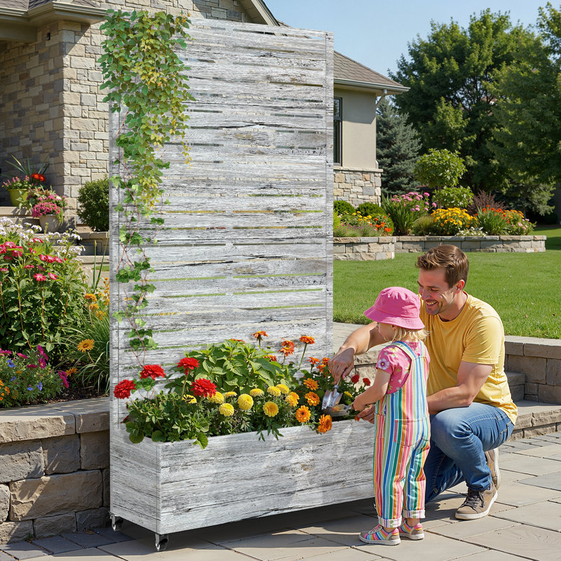 Raised Garden Bed with Trellis on Wheels – Versatile Metal Planter Box with Trellis, Multi-Style Planter Boxes with Trellis Privacy Screen for Patio and Garden