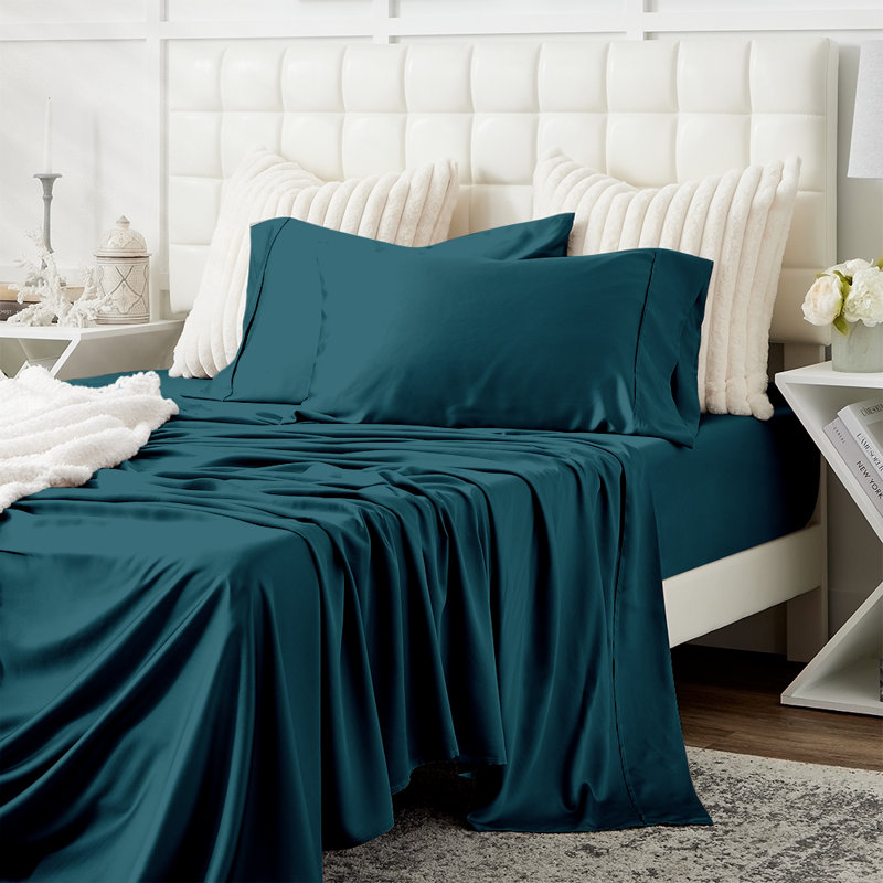 Dark Teal Bamboo Rayon Hypoallergenic Standard Pillowcase Set