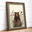Bear Among Wildflowers Boho - Framed Print-1935449299-1935449298
