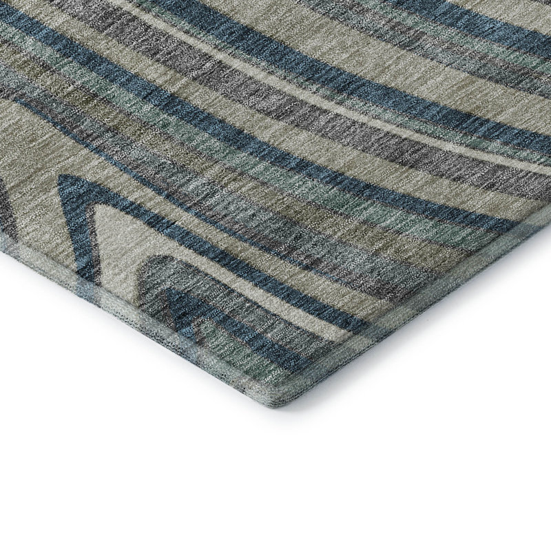 Premium Machine Washable Prisco Teal Rug, Round 8'