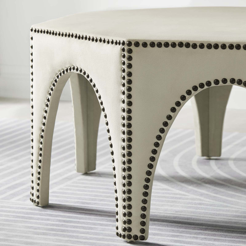 Modway Victory Performance Velvet Ottoman, Ivory  Velvet