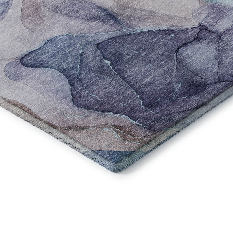 Tapis bleu marine 9 pi x 12 pi lavable à la machine de qualité supérieure Cerrito AMF504