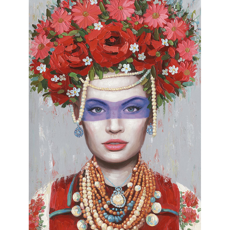 Flowers Woman II - Wrapped Canvas Painting
