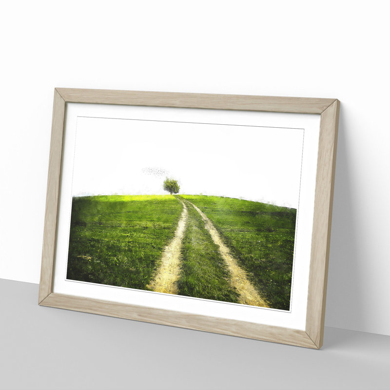 Path To A Lone Tree - Single Picture Frame Print on MDF, Oak, 45cm H x 63cm W x 2cm D