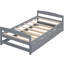 Lit plateforme gris avec lit gigogne efficace - Aménagement de chambre à coucher-1297548455