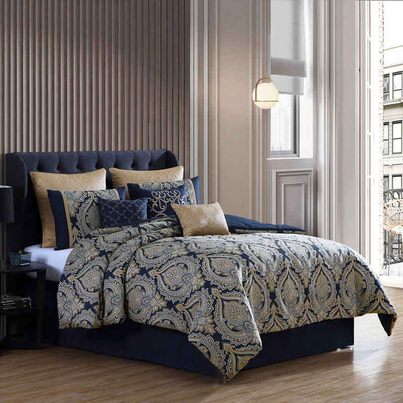 Riverbrook Home Barret Comforter Set NAVY, King Comforter +  9 Additional Pieces