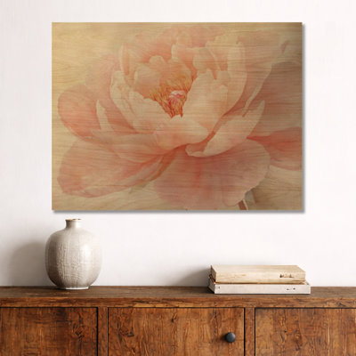 Fleur de pivoine douce II - art mural en bois botanique