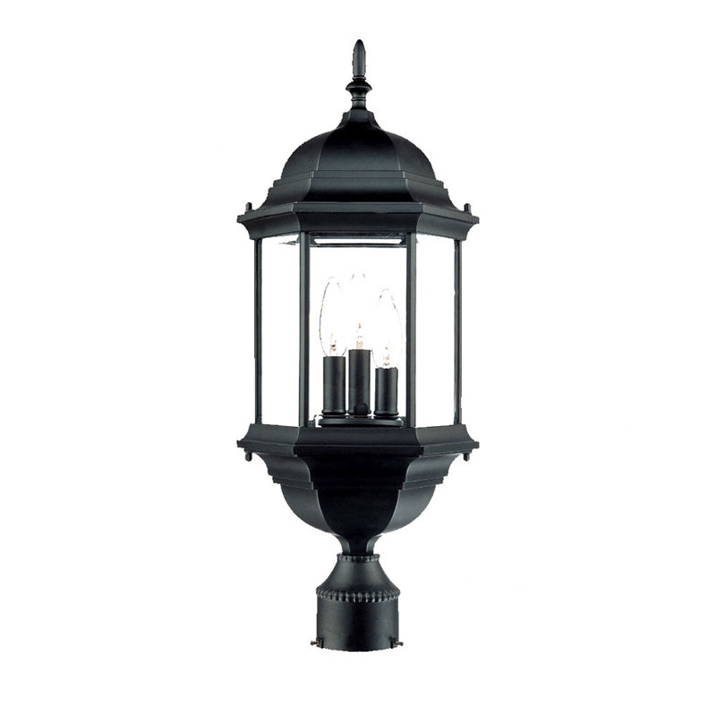 Pruitt Lantern Head, Matte Black, Clear Beveled