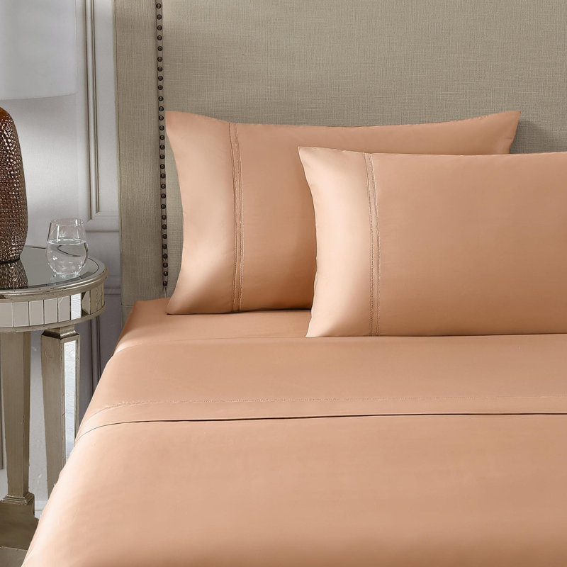 Yalda Egyptian Cotton Sateen Sheet Set , Twin XL Sheet Set + 1 Pillowcase, Ivory