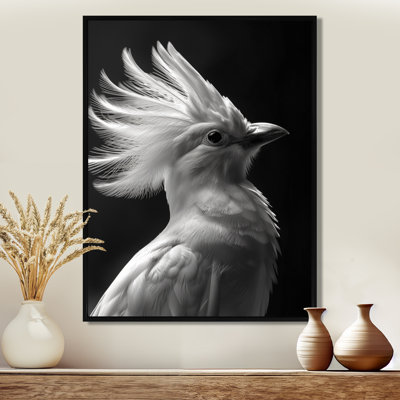 Monochrome White Black Graceful Bird - Bird Wall Art Living Room