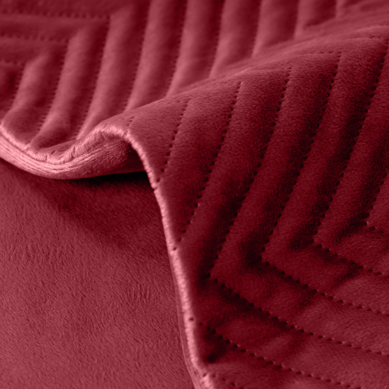 Embossed Quilted Pattern Velvet Cushion Cover (Set of 4), Burgundy