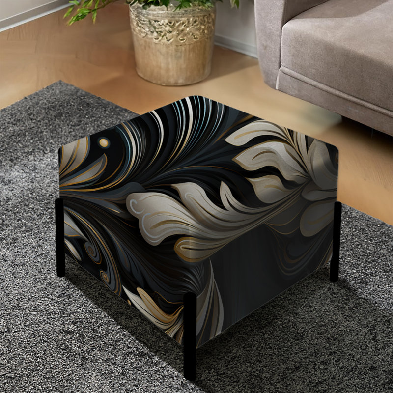 Repose-pieds carré noir foncé Elegance I Glam