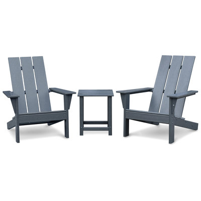Outdoor Adirondack Chair Set Of 2 And Table Set,Hdpe All-Weather Fire Pit Chair,  Ergonomic Design Patio Lawn Chair For Outside Deck Garden Backyard Balcony, Grey