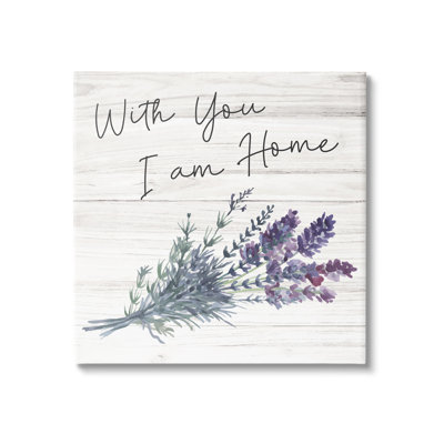 " With You I'm Home Inspirational Family Sign Blue Hyacinth Florals " by ND Art