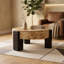 Table basse 33 po ronde avec rangement en bois de ronce, table basse moderne à compartiments cachés, table d'appoint robuste à 3 pieds pour le salon, petite pièce