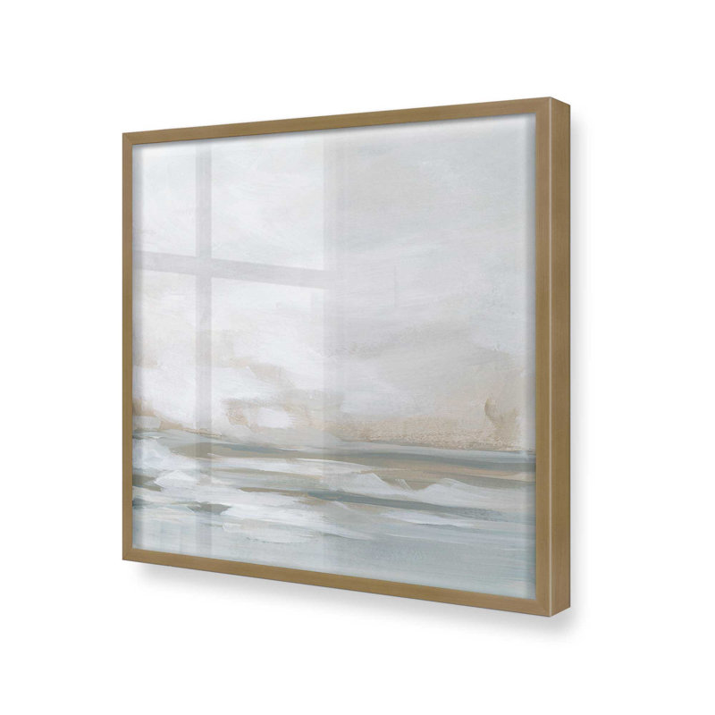 Hiver paysage marin sérénité II, Cadre pour photo simple or brossé, H 17,75 po x l 17,75 po