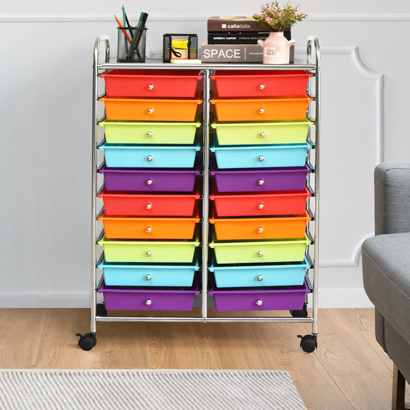 20 Drawer Storage Drawer, Red/Orange/Green/Purple/Blue