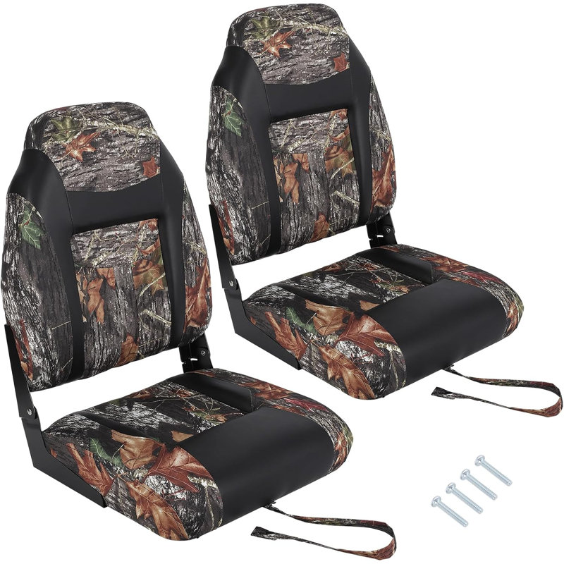 2-Pack Folding Boat Seats, Waterproof PVC Captain Chairs for Fishing Boat & Pontoon