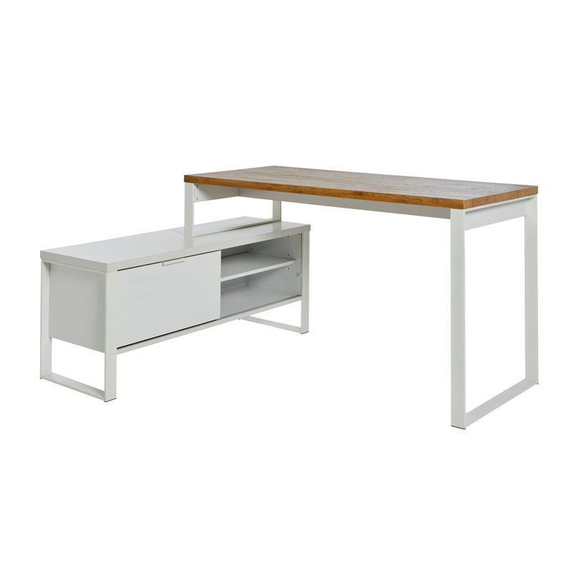 Apogee L-Shaped Writing Desk, White, Brown
