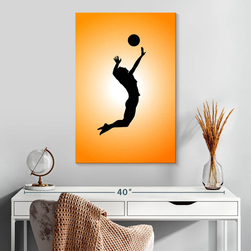 Silhouette de joueur de volleyball Sireci, H 30 po x l 20 po