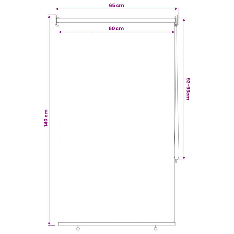 Roller shade, 65 cm W x 140 cm L
