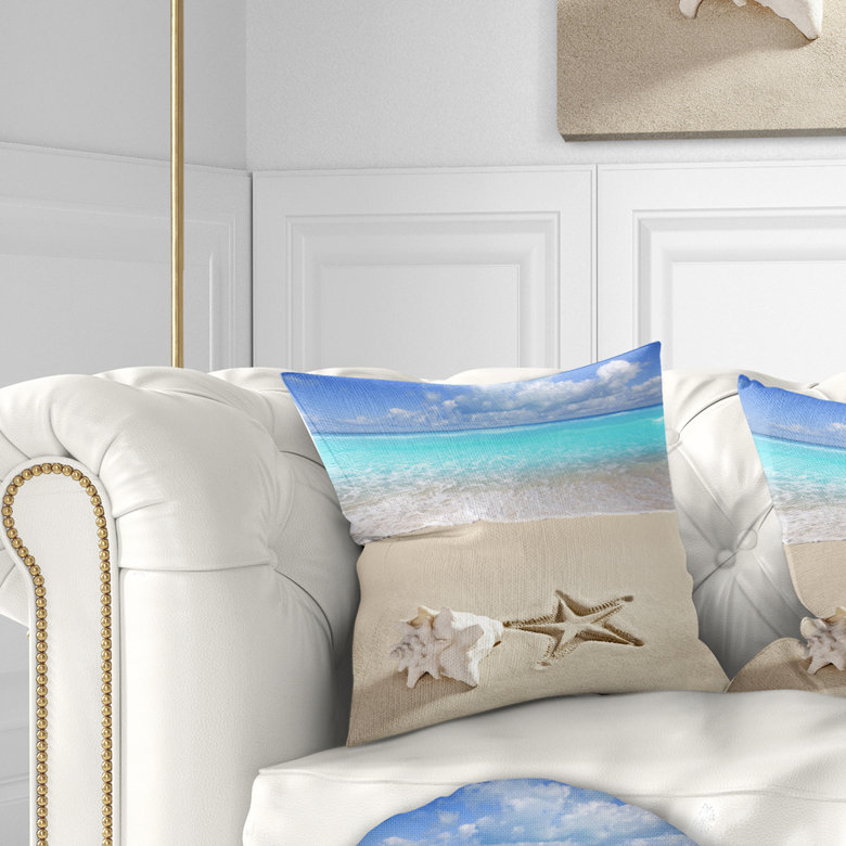 Étoile de mer des Caraïbes - Coussin imprimé Beaches, 18 po x 18 po, Coussin décoratif