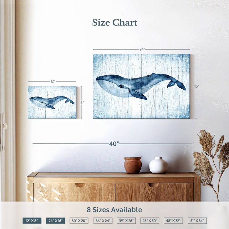 Brampt Wooden Blue Whale, 16" H x 24" W